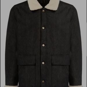 Cat workwear wwr Stonewashed Denim Jacket with Faux Shearling Trim